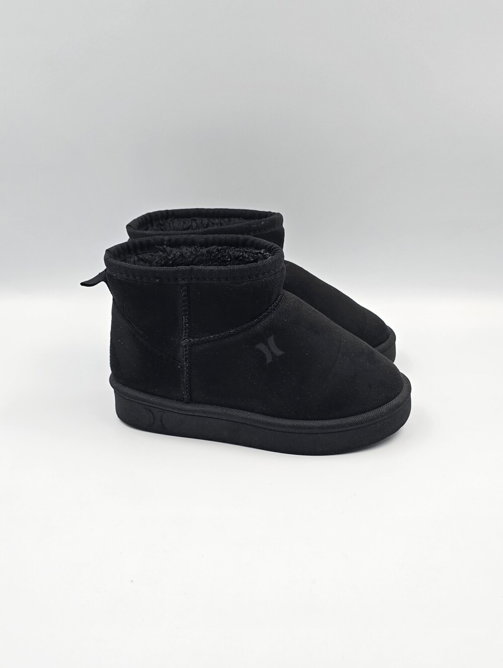 Hurley Kids Black Faux Suede Sherpa Lined Mini Ankle Boots Size 9 Toddler